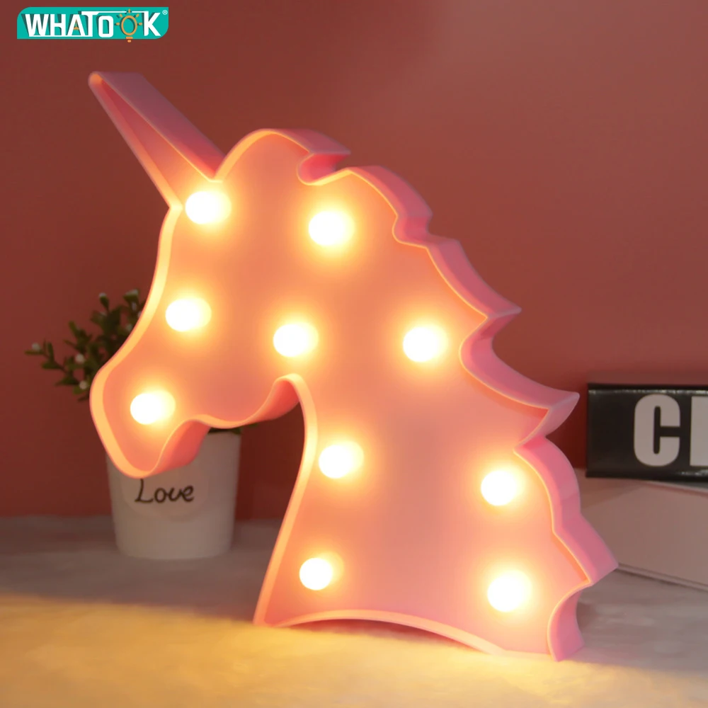 Cartoon Unicorn LED Night Light Indoor Table Lighting Christmas Children\'s Bedroom Desk Decoration Kids Birthday Gift Toy