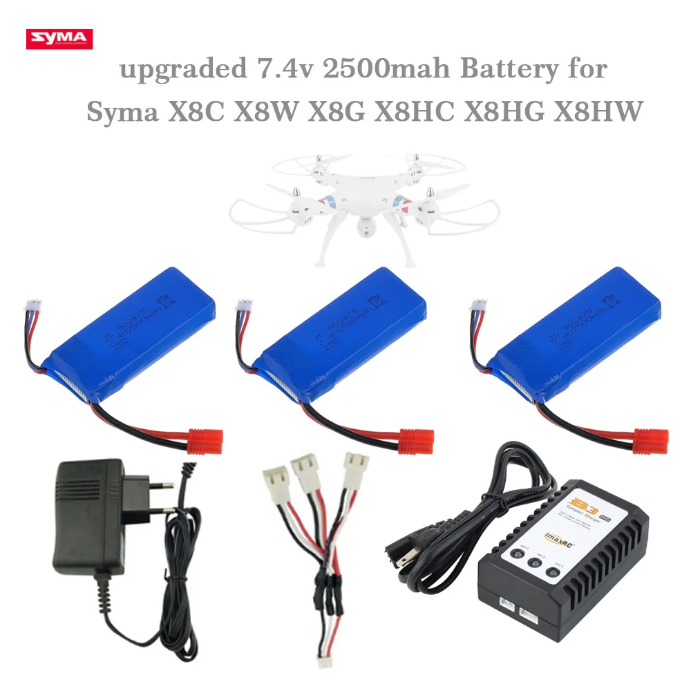 Upgraded Version 7.4v 2500mAh 25c Lipo battery for Syma X8C X8W X8G X8 RC Quadcopter Parts 7.4 V Toys Battery with Protection