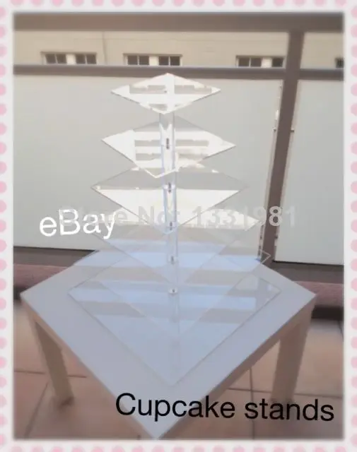 Exquisite clear acrylic cake tower/Details about 6 Tier Large Square Pole Acrylic Cupcake Stand Cup Cake Display decoration