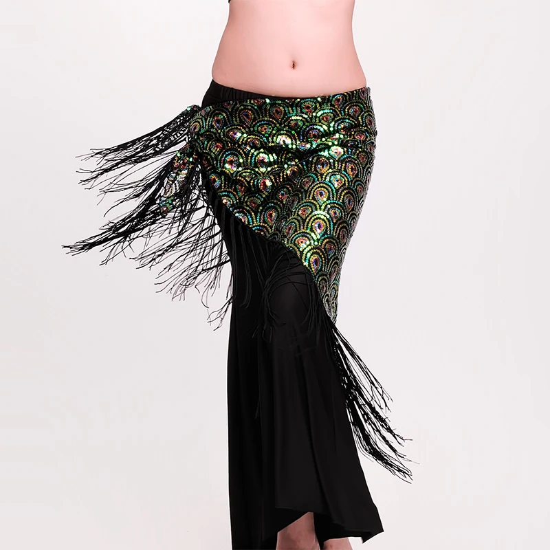 Fringe belly dance hip scarf peacock Belly dance costume for Women embroidery sequins belly dancing Hip Scarves sexy dance belt