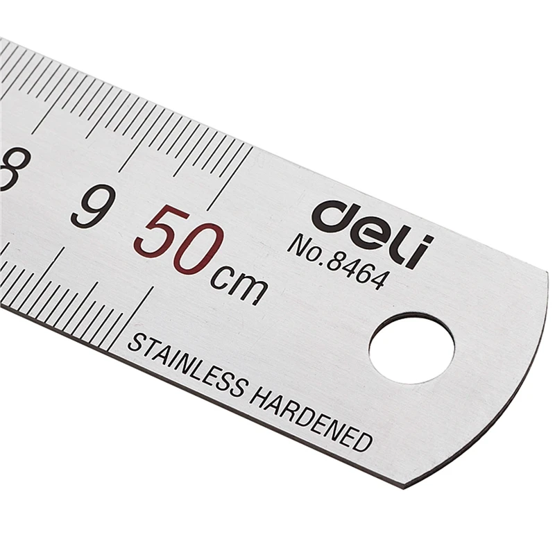 1PCS Deli 8461/8462/8463/8464 Office Desk stainless 15cm 20cm 30cm 50cm teel ruler straight ruler metal ruler