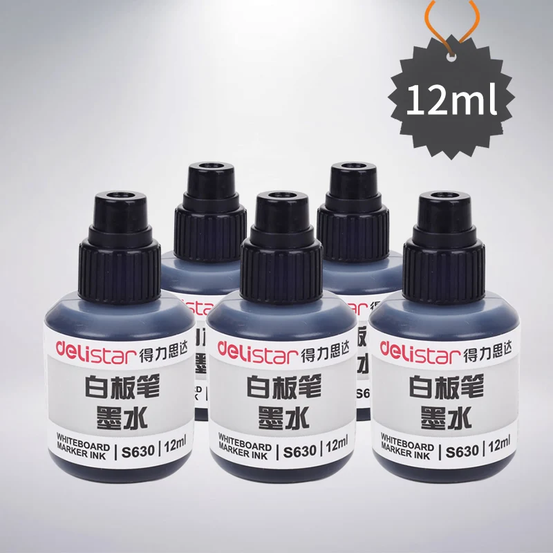 5 Bottles/Lot Deli S630 12ml whiteboard pen ink 3 color disposable ink supplement liquid whiteboard marker ink wholesale