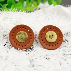 5pcs/set Round Genuine Leather Magnetic Snap Buckle Bag Fastener Bag Replacement Sewing Accessories DIY Leather Snap Buttons