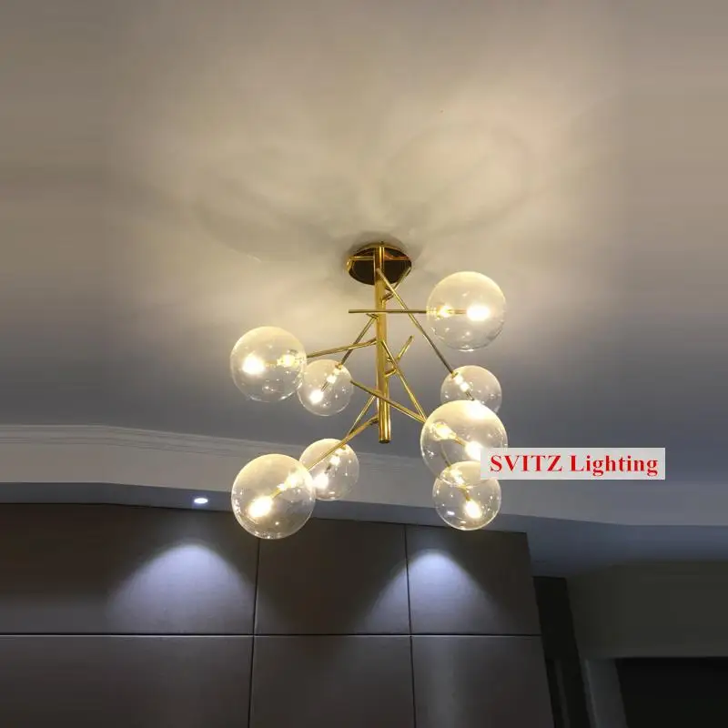 Nordic Modern Chandeliers Living Room Lamps Creative Loft Cafe Bedroom Glass lED Chandelier Golden Beans ceiling fixtures light