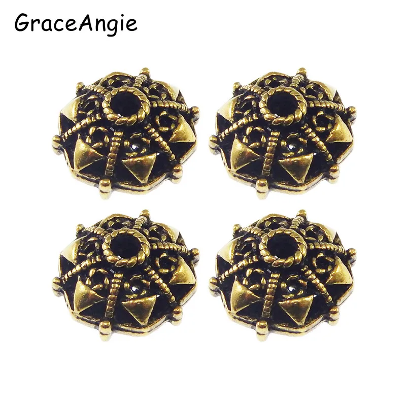 

GraceAngie Wholesale 10pcs Bohemia Beads Antique Bronze Tone Flower Geometry Pattern Alloy Jewelry Bead Findings DIY Top Quality