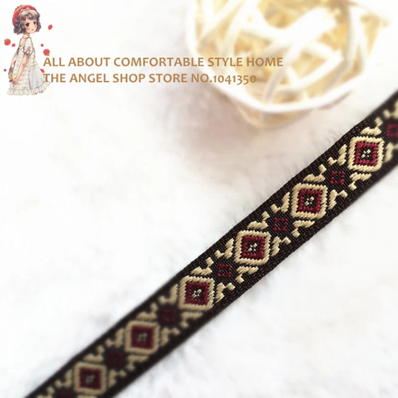5Yards 10mm 3/8\'\' DIY Scrapbook Supplies Geometric Embroidery Woven Jacquard Ribbon Craft Wedding Party Home Accessories