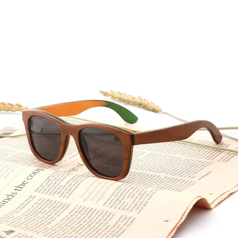 BerWer Wood Sunglasses New Men Polarized Skateboard Wooden Sun Glasses Women Retro Vintage Eyewear