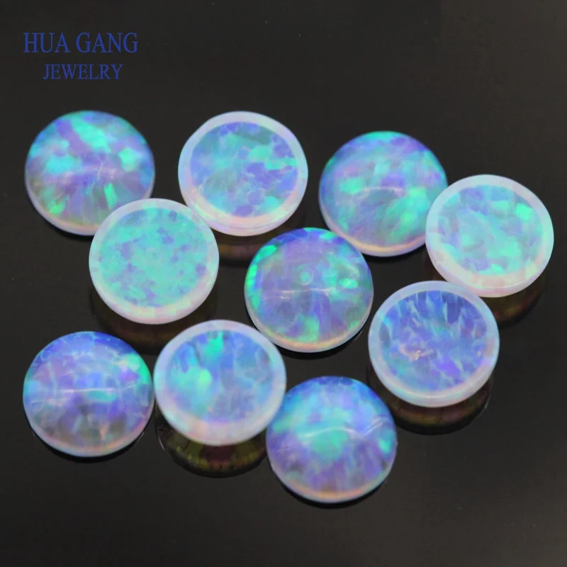 Round Shape Cabochon Opal Flat Back FI13 Beads Synthetic Gemstones For Jewelry Making DIY 3.0mm~7.0mm
