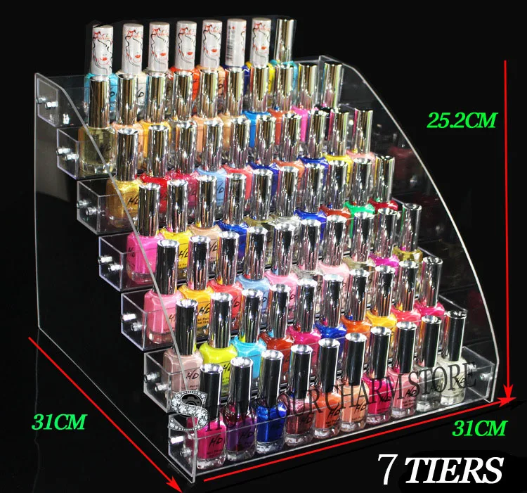 Acrylic Clear Cosmetic Varnish Display Stand Pro4-7 Tiers Removable Nail Polish Rack Holder nail polish organizer