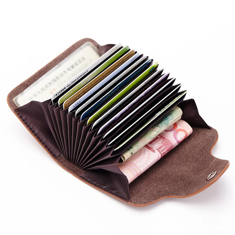 

Fashion Solid Genuine Leather Women Credit Card Holder Business ID Card Case Wallet For Men With Coin Pocket Driver's lincese