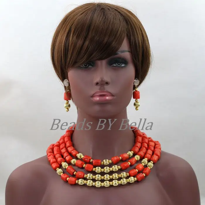 

Fabulous Women Wedding African Coral Beads Jewelry Set 2017 Nigerian Bride Jewelry Gift Jewelry Set 2017 Free Shipping ABL305