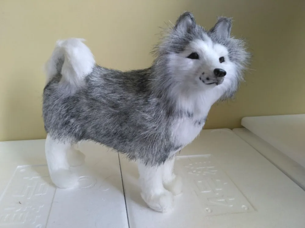 simulation gray husky dog large 24x8x20cm model toy,polyethylene&furs handicraft home decoration gift a2239