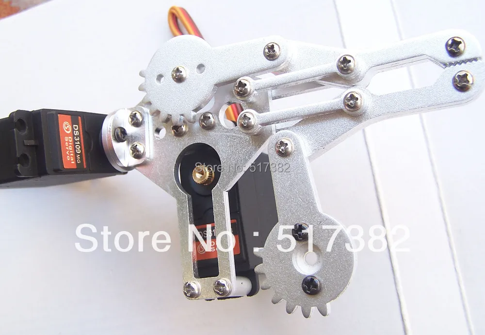 Free ship 2 DOF Robot Arm Clamp Claw Mount kit + 2 DS3109 Metal gear Digital servo 9kg +2 circle metal holder 25T for Arduino