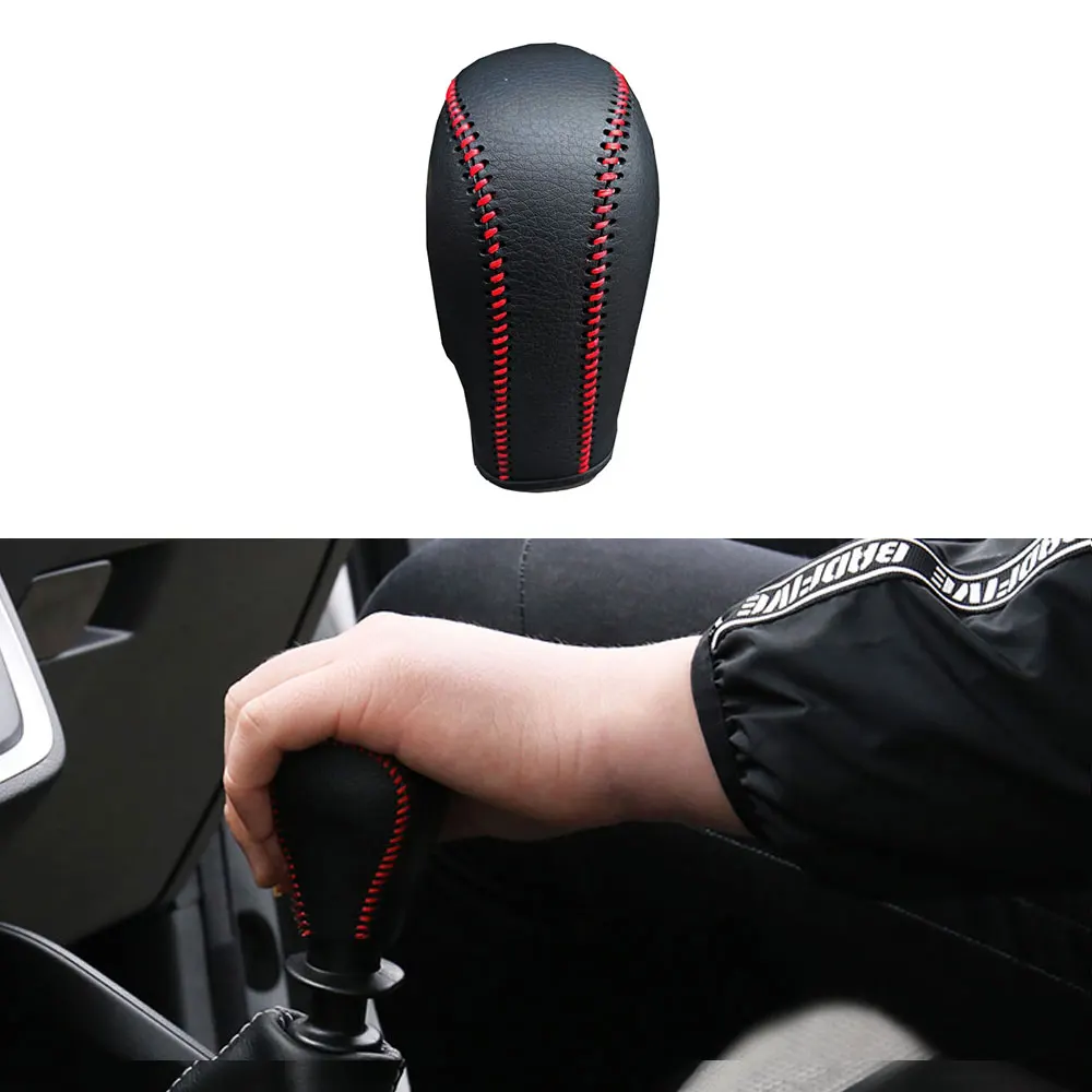 Car Gear Cover PU Leather For Nissan Sunny 2011-2018 MARCH 2010-2015 Gear Shift Knob Cover Gear Shift Lever Interior Accessories