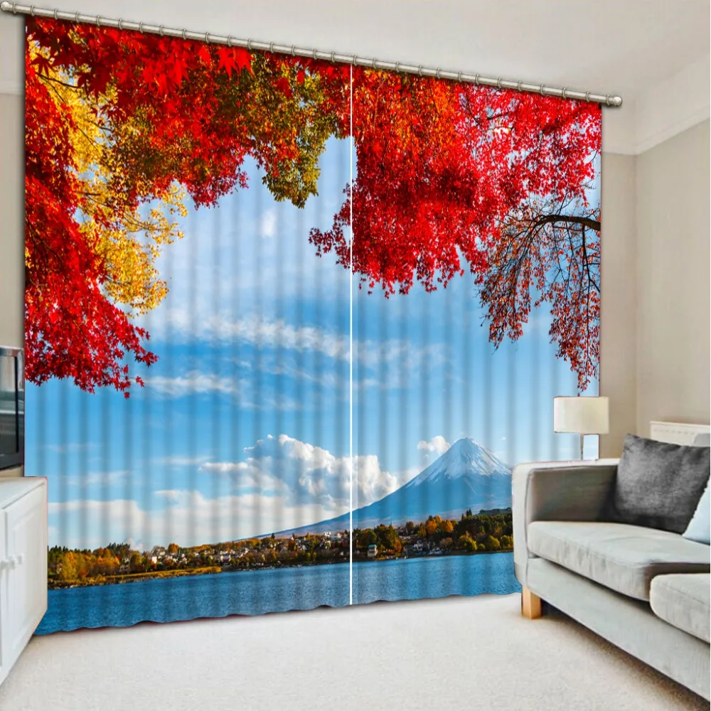 

3D Photo Printing Blackout Curtains For Living room Bedding room Hotel Drapes Cortinas Style nature scenery fabric window