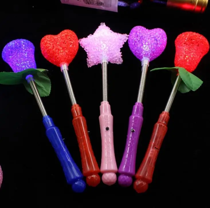 LED Flashing Light up Sticks Glowing Rose Heart Magic Wands Party Night Activities Concert Carnivals Props Birthday Favor SN107