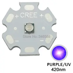 5pcs 3W 420nm to 430nm UV Ultraviolet Purple Color 3535 Epileds High Power LED Light Emitter Diode on 8/12/14/16/20mm Star PCB