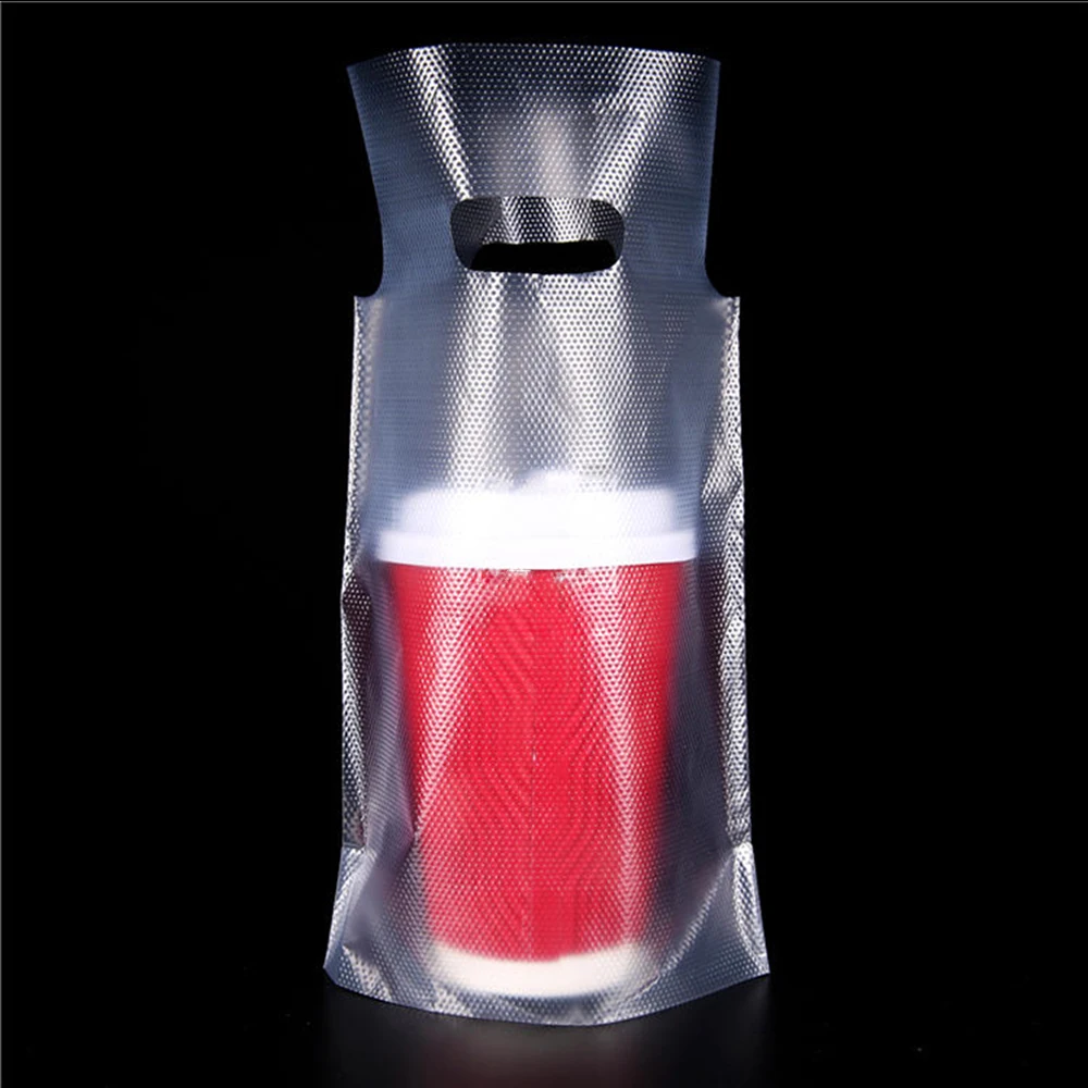 

100Pcs Plastic Clear Single Cup Beverage Take-out Packaging Bags Coffee Drink Bottle Carrier Packing Pouch Juice Cup Package Bag