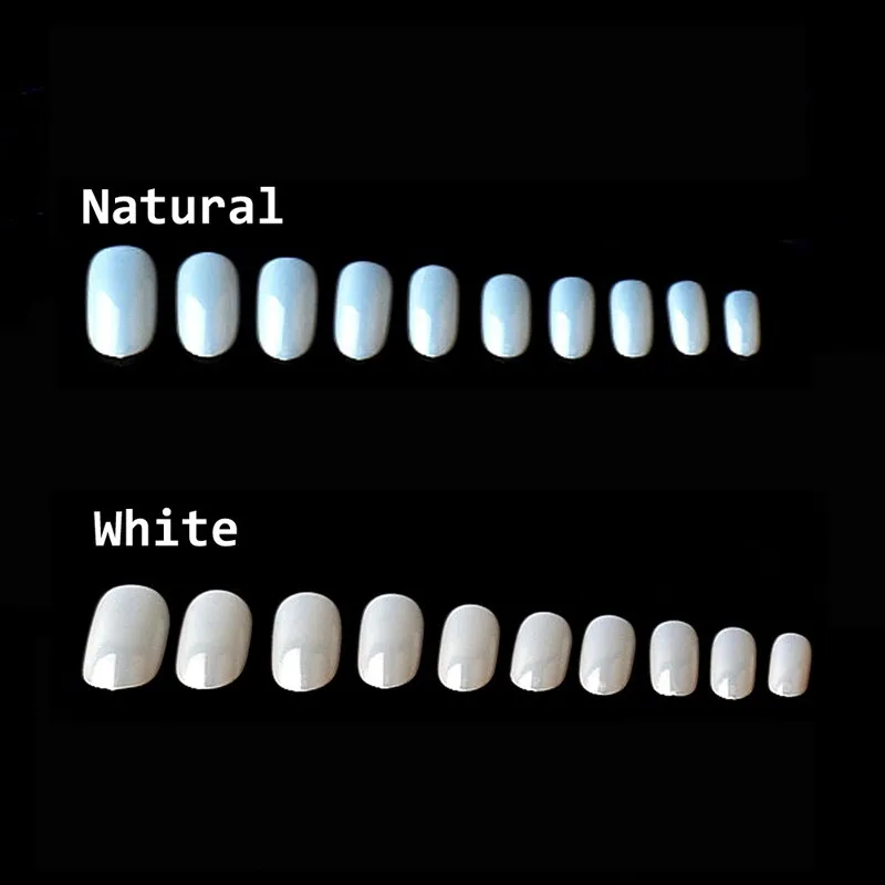 500PCS Natural Medium Oval Round Short False Nails Tips Full Cover French Fake Nail Tip Decorations Stickers Beauty Tool