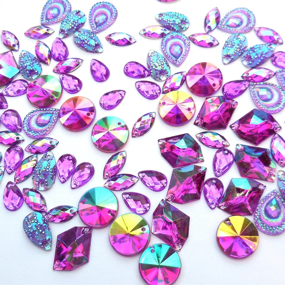 Mix Purple AB 270pcs Loose Rhinestones Crystals Stones For Sewing Crafts Diy Bar Wine Party Cabinets Wedding Dress Costume Decor