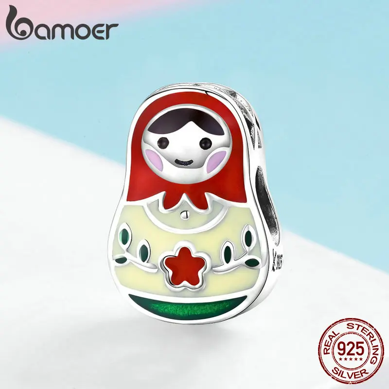 Bamoer-ブレスレットとバングル用の100% スターリングシルバービーズ,女性用のカラフルなエナメルビーズ,ジュエリー作りscc1086,925