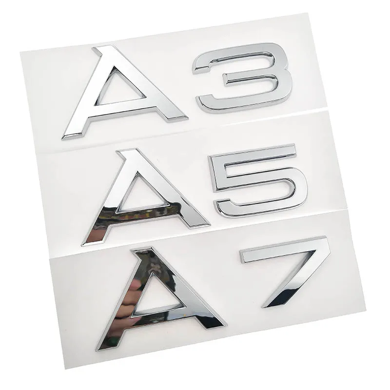 1.8T 2.0T 3.0T A3 A5 A7 A4L A6L A8L Letter Number Chrome Emblem Car Trunk Discharge Capacity Badge Logo 3D Tail Rear Sticker