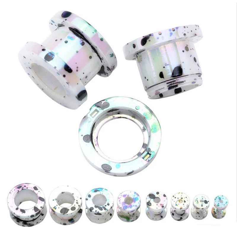 Ear expander Body Piercings 1 Pair Acrylic Dot Screw Back Flesh Tunnel Ear Plug Expander Stretcher 2-12mm ear studs plugs