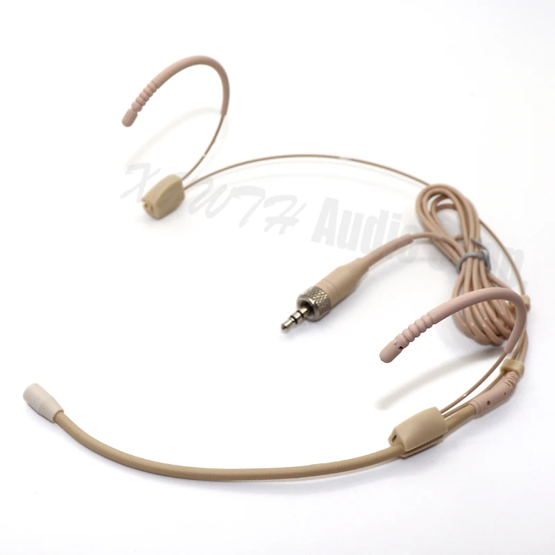 Double Earhook Headworn Headset Microphone Condenser Mic for Sennheiser Wireless Bodypack Transmitter 3.5mm Screw Locking Plug