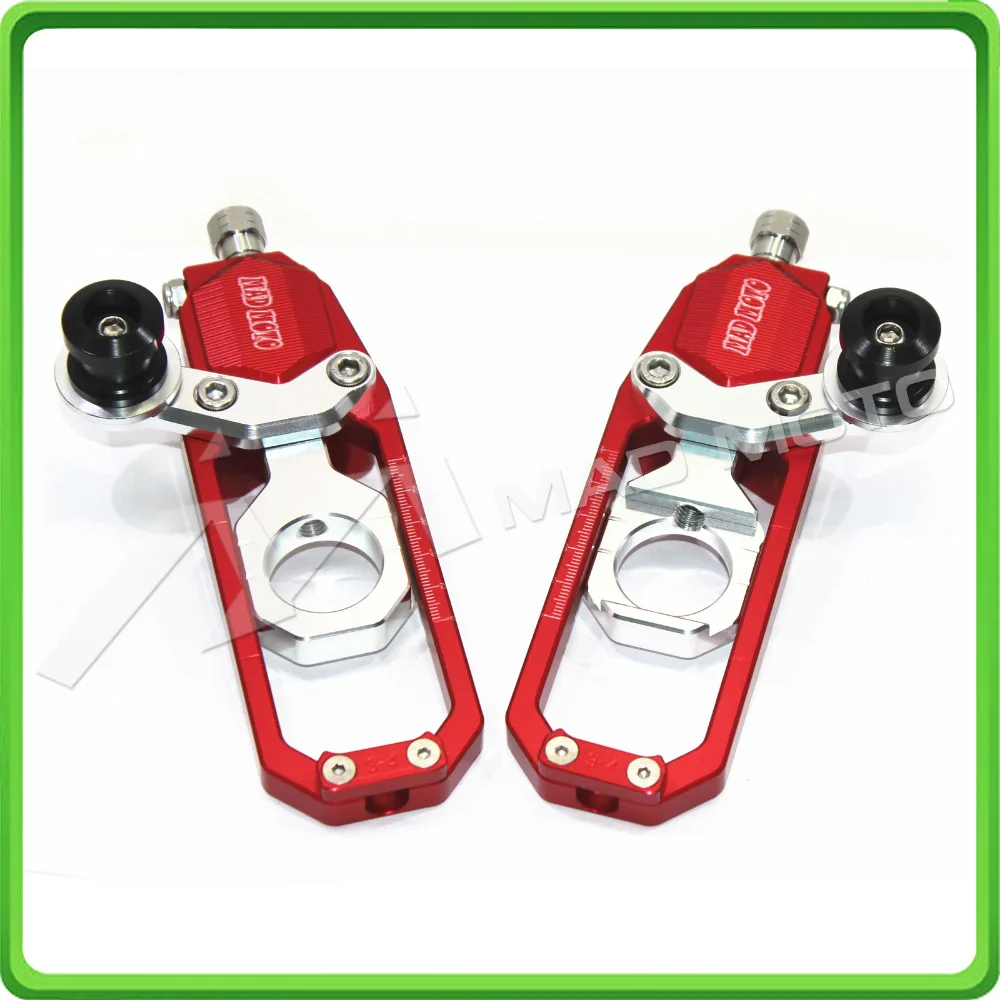 

Motorcycle Chain Tensioner Adjuster with paddock bobbins kit for Suzuki GSXR600 GSX-R750 2006 2007 2008 2009 2010 Red&Silver