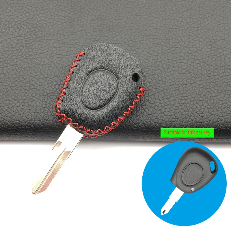 High Quality 100% Leather Car Key Shell Case Cover Holder For Renault Clio Megane Scenic IR Remote Fob 1 Buttons Key Shell