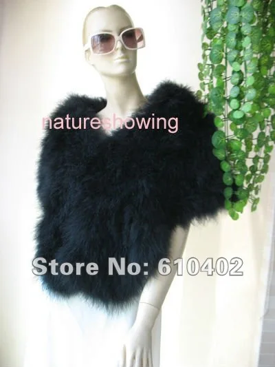 

Women's Winter Real Ostrich Fur Scarf Cape Wrap Pashmina Black