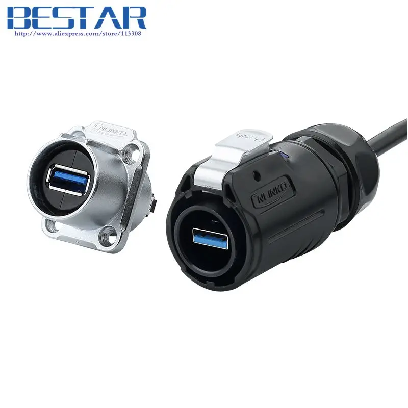 30pieces/lot USB Outdoor IP65 / IP67 USB 3.0 Waterproof Connector Male plug & Female socket Water proof Connectors