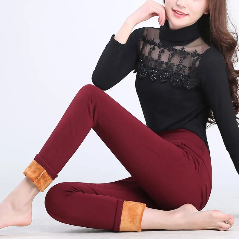 Winter warm 2022 Women Cotton pencil Pants High Waist thicken velvet Casual work office Women Pants Capris Trousers clothes