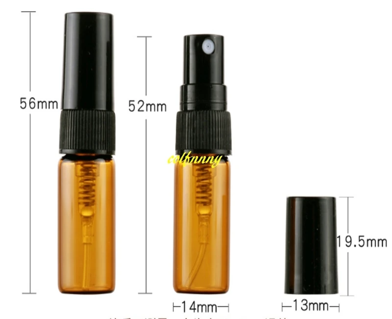 500 cái/lốc Nhanh Chóng vận chuyển 3 ML Hổ Phách Phun Perfume Bottle Rỗng Nâu Parfum Thủy Tinh Mẫu Atomizer Chai