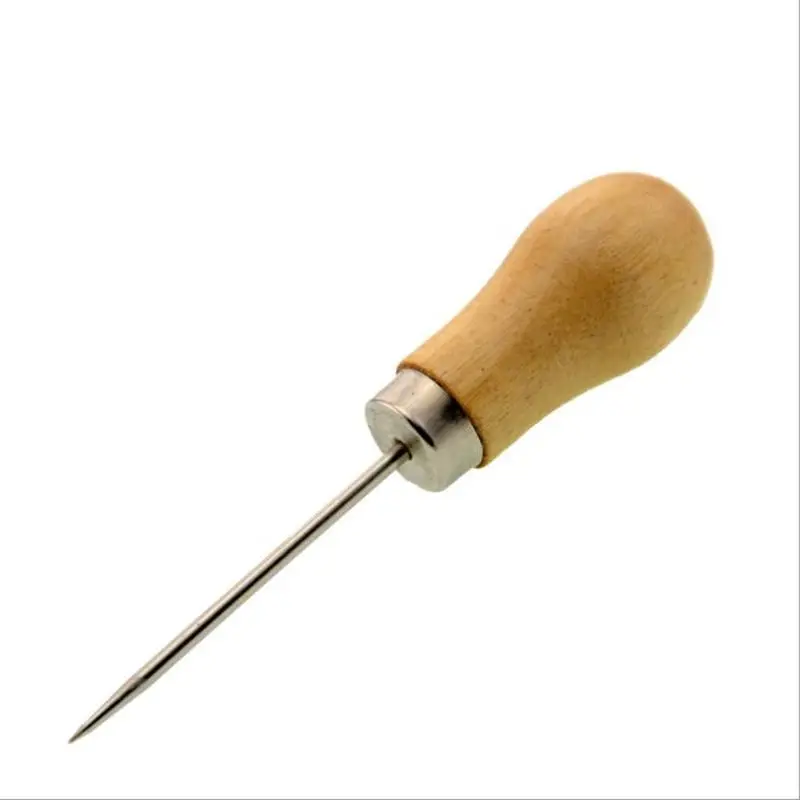 5pcs/lot Wooden Handle Awl Positioning Drill Tools Leather Hole Puncher Stitching DIY Tailor Sewing Needles Accessories Supplier