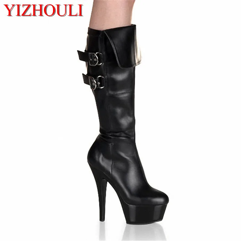 

Sexy fashion club high heel boots, 15 cm thin heel PU material, model banquet use high heel boots