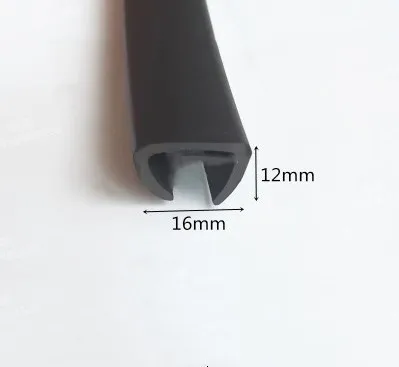 

Rubber Sealing U Strip 12x16x12mm for 13 - 15mm thick Glass Metal Car Wood Panel Board Edge Encloser Shield Black