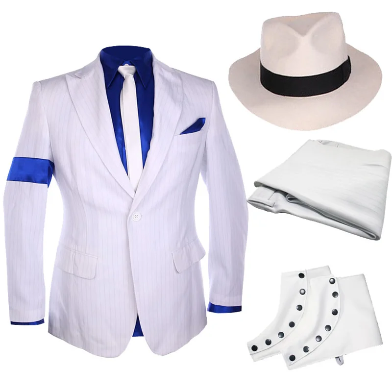 

White Stripe Michael Blazer Outfit Smooth Criminal for Adults Kids Jackson's Party Show impersonator