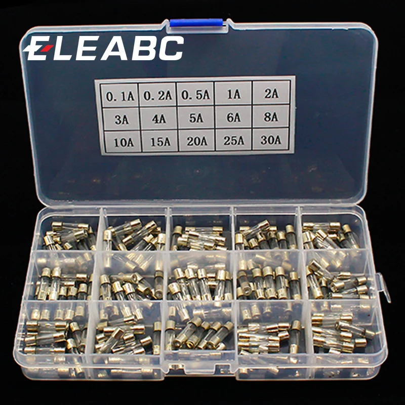 15Kinds 150pcs 5*20 Fast-blow Glass Tube Fuses Car Glass Tube Fuses Assorted Kit 5X20 with Box fusiveis 0.1A-30A Household Fuses