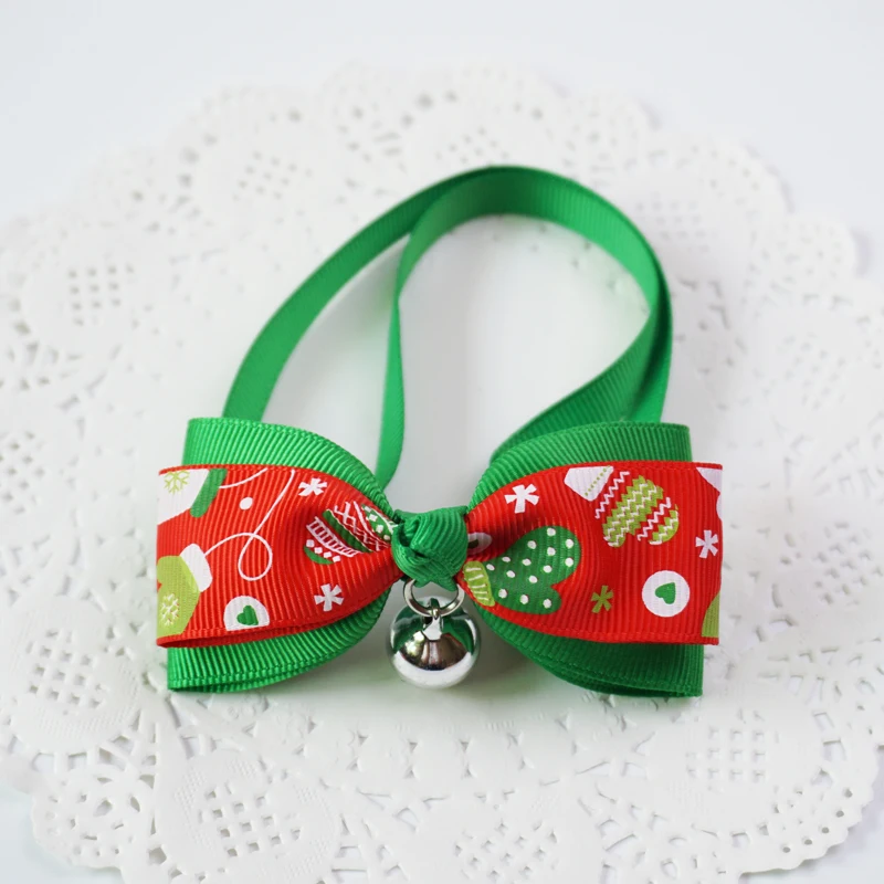 1 Pieces Cute Christmas Pet Supplies Handmade Ribbon Dog Bow Ties 8 Colors Cat Neck Tie Dog Accessories