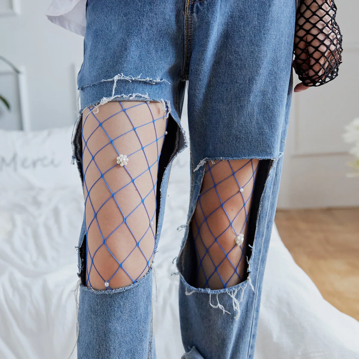 Embroidered Hot  Drilling Mesh Stockings Blue Black White Khaki Fishnet fashion women Fishnet Tights Pantyhose 3pcs/lot