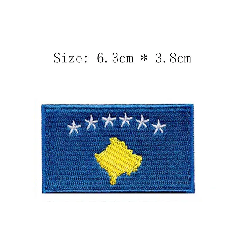 Kosovo embroidery flag patch Pristina city emblem for Motorcycle coat Wholesale iron on sew left chest shirts star and state