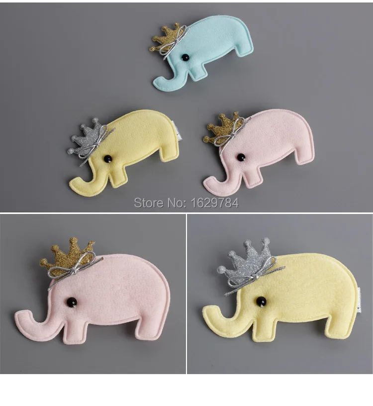 15Pcs Fashion Cute Glitter Crown Fabric Elephant Hair Clips Solid Kawaii Tiaras Animal Hairpins Headwear Hair Accessories