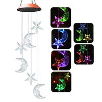 Solar Powered Wind Chime Light Color Changing Solar Mobile Moon and Star LED Light for Home Garden Courtyard Decor