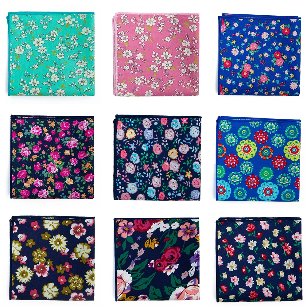 Cotton Handkerchief New 25x25cm Printing Flower Paisley Pocket Squares Fashion Vintage Suit Pocket Towel Hanky for Men