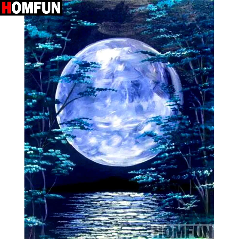 

HOMFUN Full Square/Round Drill 5D DIY Diamond Painting "Moon scenery" Cross Stitch 5D Home Decor A09100