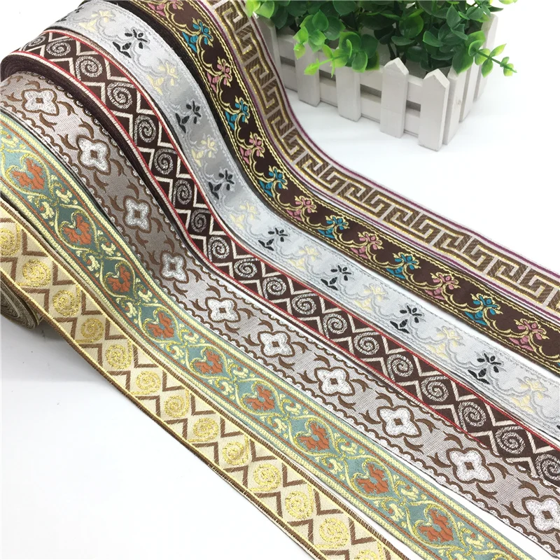 3 yards 30mm Ethnic Embroidered Jacquard Ribbons Trim DIY For Apparel Sewing Headwear Handcraft Decoration