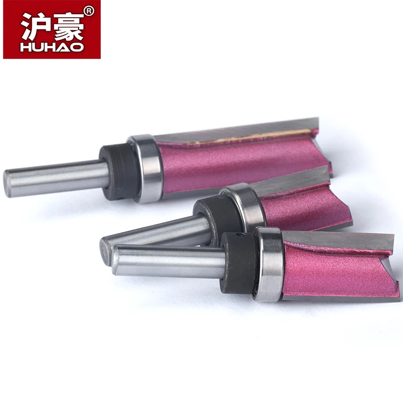 HUHAO-Rolamento Flush Trim Router Bit para Madeira, 8mm Shank, Bit reto, Tungstênio, Carpintaria, Fresagem, Corte, CNC Cutter Tool, 1Pc