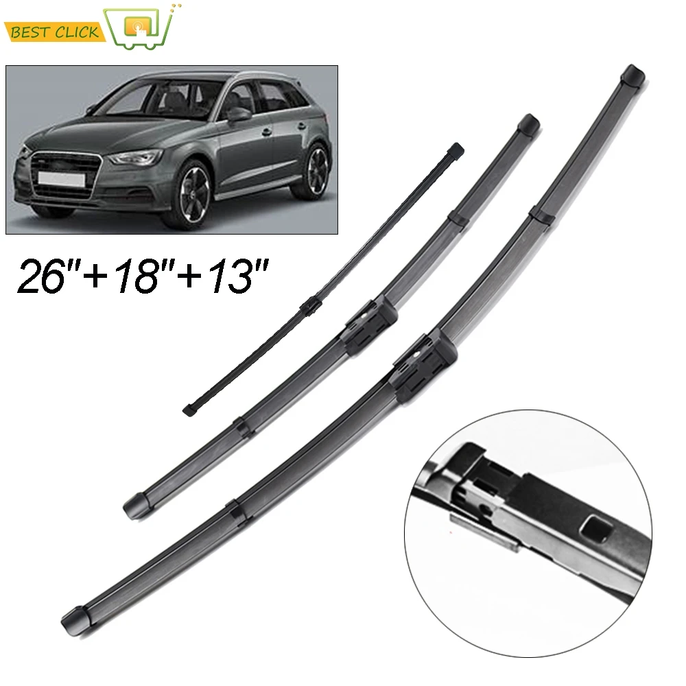 Misima Windshield Windscreen Wiper Blades For Audi A3 S3 8V Front Rear Window Wiper Set 2012 2013 2014 2015 2016 2017 2018 2019