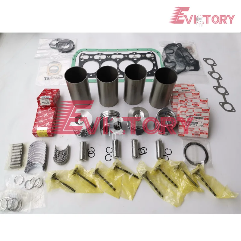 For Hiatch Excavator engine repair kit  4LE2 Piston + ring cylinder liner gasket bearing valve kit